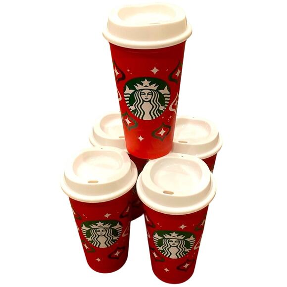NEW!  SET OF 5  Starbucks 2023 Reusable Red Holiday Cup - Picture 1 of 4